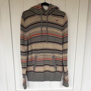 Vintage Hollister Men's Multicolor Striped Hoodie Sweater